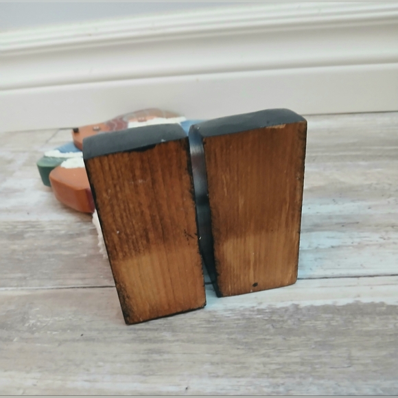 Vintage hand painted wood folk art Santa & Teddy textured beard Christmas decor - Picture 5 of 8